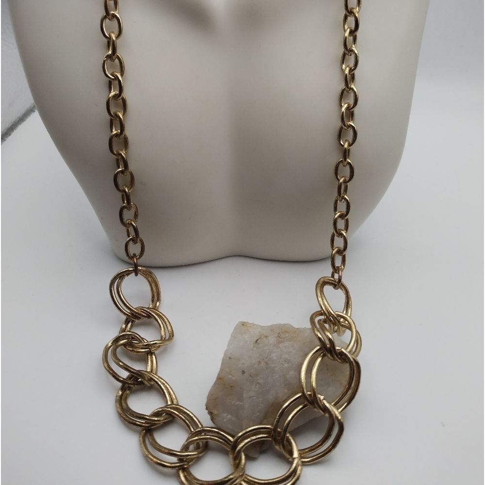 Vintage loop circle chain necklace‎ in gold tone